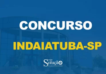 Mini fachada da Prefeitura de Indaiatuba com texto sobre a imagem Concurso Indaiatuba-SP