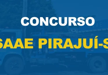 Caminhão da SAAE Pirajuí parado na rua, fundo azul