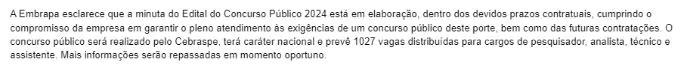 Concurso Embrapa contará com a oferta de 1.027 vagas para diversos níveis!