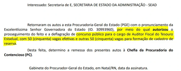 Concurso Sefaz RN autorizado com 100 vagas!