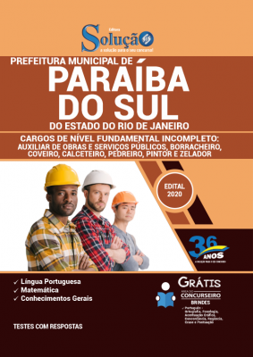 Apostila Prefeitura de Paraíba do Sul - RJ - Fundamental Incompleto: Auxiliar de Obras e Serviços Públicos, Borracheiro, Coveiro, Calceteiro, Pedreiro, Pintor e Zelador - Imagem 1