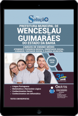 Apostila Prefeitura de Wenceslau Guimarães - BA em PDF - Ensino Médio: Atendente (Farmácia Básica), Orientador Social, Cuidador, Visitador Social e Guarda Municipal - Imagem 1