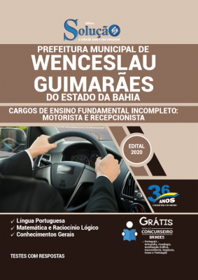 Apostila Prefeitura de Wenceslau Guimarães - BA - Ensino Fundamental Incompleto: Motorista e Recepcionista - Imagem 1