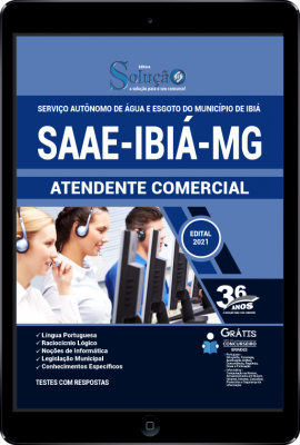 Apostila SAAE Ibiá - MG em PDF - Atendente Comercial - Imagem 1