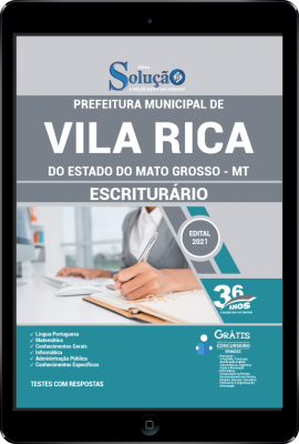 Apostila Prefeitura de Vila Rica - MT em PDF - Escriturário - Imagem 1