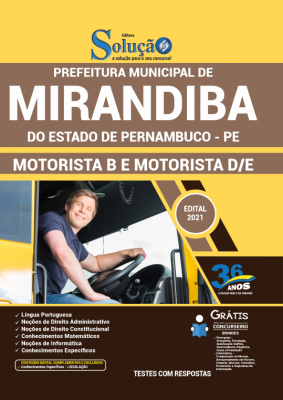 Apostila Prefeitura de Mirandiba - PE - Motorista B e Motorista D/E - Imagem 2