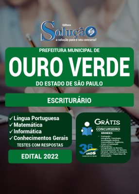 Apostila Prefeitura de Ouro Verde - SP - Escriturário - Imagem 3