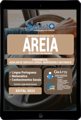 Apostila Prefeitura de Areia - PB em PDF - Fundamental: Auxiliar de Serviços Gerais, Merendeira e Motorista - Imagem 1