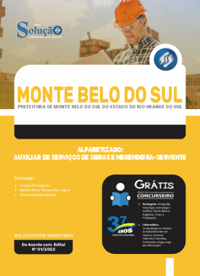 Apostila Prefeitura de Monte Belo do Sul - RS - Alfabetizado: Auxiliar de Serviços de Obras e Merendeira-Servente - Imagem 3