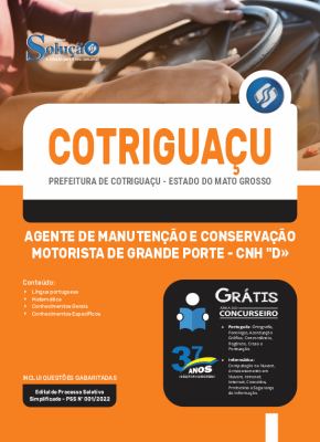 Apostila Prefeitura de Cotriguaçu - MT - Agente de Manutenção e Conservação - Motorista de Grande Porte - CNH "D" - Imagem 3