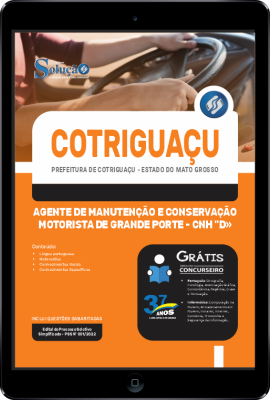 Apostila Prefeitura de Cotriguaçu - MT em PDF - Agente de Manutenção e Conservação - Motorista de Grande Porte - CNH "D" - Imagem 1