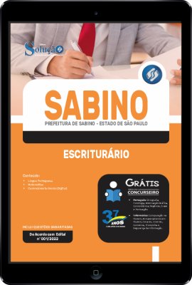 Apostila Prefeitura de Sabino - SP em PDF - Escriturário - Imagem 1