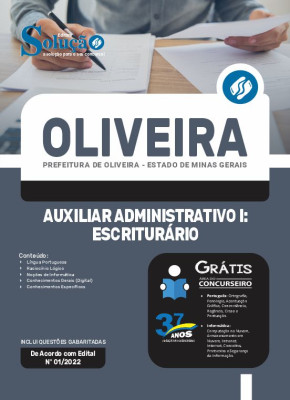 Apostila Prefeitura de Oliveira - MG - Auxiliar Administrativo I: Escriturário - Imagem 3