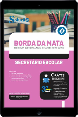 Apostila Prefeitura de Borda da Mata - MG em PDF - Secretário Escolar - Imagem 1