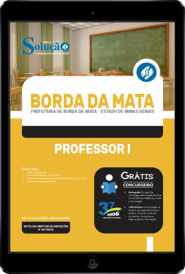 Apostila Prefeitura de Borda da Mata - MG em PDF - Professor I - Imagem 1