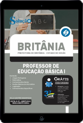 Apostila Prefeitura de Britânia - GO - em PDF Professor de Educação Básica I  - Imagem 1