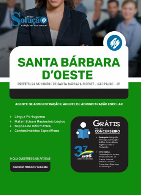 Apostila Prefeitura de Santa Bárbara D Oeste - SP - Agente de Administração e Agente de Administração Escolar - Imagem 3