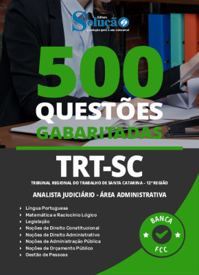 Caderno de Questões TRT-SC - Analista Judiciário - Área Administrativa - 500 Questões Gabaritadas - Imagem 2