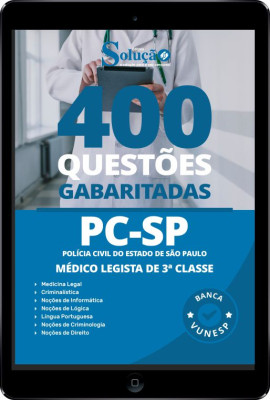 Caderno de Questões PC-SP - Médico Legista de 3ª Classe em PDF - 400 Questões Gabaritadas - Imagem 1