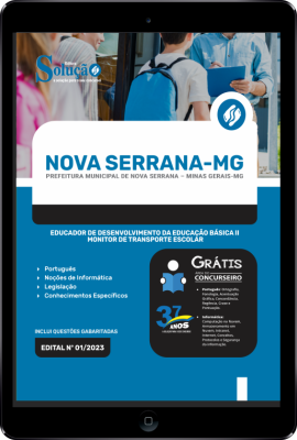 Apostila Prefeitura de Nova Serrana - MG em PDF - Educador de Desenvolvimento da Educação Básica II - Monitor de Transporte Escolar - Imagem 1