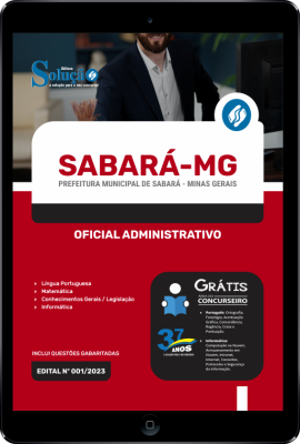 Apostila Prefeitura de Sabará - MG em PDF - Oficial Administrativo - Imagem 1