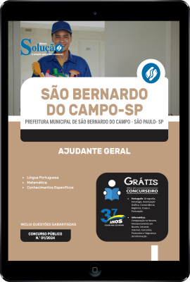 Apostila Prefeitura de São Bernardo do Campo - SP em PDF 2024 - Ajudante Geral - Imagem 1