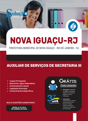 Apostila Prefeitura de Nova Iguaçu - RJ 2024 - Auxiliar de Serviços de Secretaria III - Imagem 3