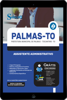 Apostila Prefeitura de Palmas - TO em PDF - Assistente Administrativo 2024 - Imagem 1