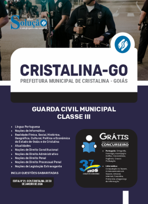 Apostila Prefeitura de Cristalina - GO 2024 - Guarda Civil Municipal - Classe III - Imagem 3