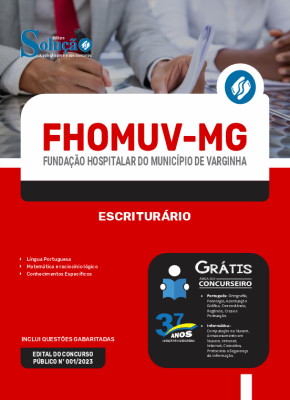 Apostila FHOMUV-MG 2024 - Escriturário - Imagem 3