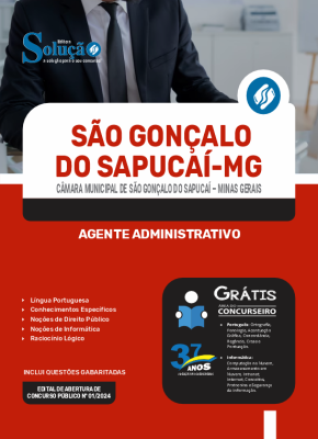 Apostila Câmara de São Gonçalo do Sapucaí - MG 2024 - Agente Administrativo - Imagem 3