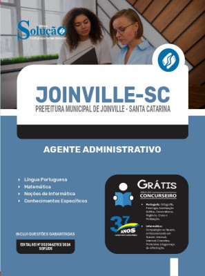 Apostila Prefeitura de Joinville - SC 2024 - Agente Administrativo - Imagem 2