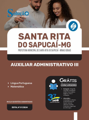 Apostila Prefeitura de Santa Rita do Sapucaí - MG 2024 - Auxiliar Administrativo III - Imagem 3