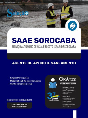 Apostila SAAE Sorocaba - SP 2024 - Agente de Apoio de Saneamento - Imagem 3