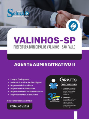 Apostila Prefeitura de Valinhos - SP 2024 - Agente Administrativo II - Imagem 3