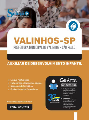 Apostila Prefeitura de Valinhos - SP 2024 - Auxiliar de Desenvolvimento Infantil - Imagem 3