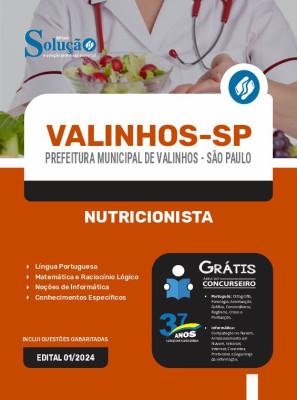 Apostila Prefeitura de Valinhos - SP em PDF 2024 - Nutricionista - Imagem 1