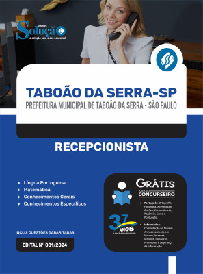 Apostila Prefeitura de Taboão da Serra - SP em PDF 2024 - Recepcionista - Imagem 1