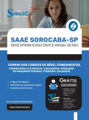 Apostila SAAE Sorocaba - SP em PDF - Comum aos Cargos de Nível Fundamental 2024 - Imagem 1