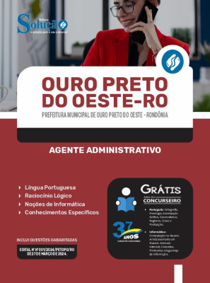 Apostila Prefeitura de Ouro Preto do Oeste - RO 2024 - Agente Administrativo - Imagem 3