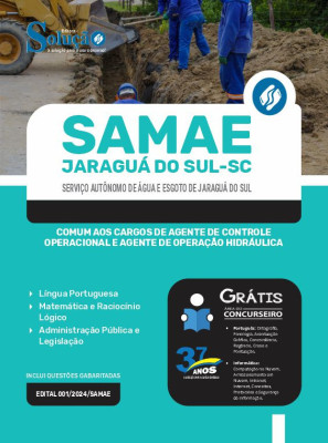 Apostila SAMAE Jaraguá do Sul em PDF 2024 - Comum aos Cargos de Agente de Controle Operacional e Agente de Operação Hidráulica - Imagem 1