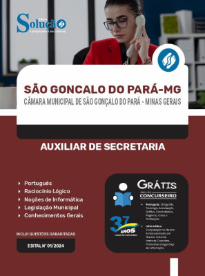 Apostila Câmara de São Gonçalo do Pará - MG em PDF 2024 - Auxiliar de Secretaria - Imagem 1