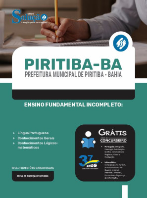 Apostila Prefeitura de Piritiba - BA 2024 - Ensino Fundamental Incompleto - Imagem 1