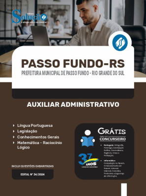 Apostila Prefeitura de Passo Fundo - RS 2024 - Auxiliar Administrativo - Imagem 3