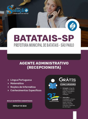 Apostila Prefeitura de Batatais - SP em PDF 2024 - Agente Administrativo (Recepcionista) - Imagem 1