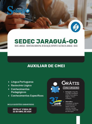 Apostila SEDEC Jaraguá - GO em PDF 2024 - Auxiliar de CMEI - Imagem 1