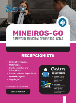 Apostila Prefeitura de Mineiros - GO 2024 - Recepcionista - Imagem 3