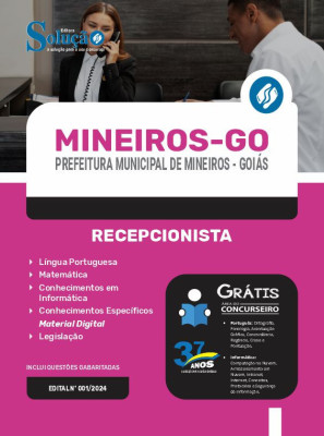 Apostila Prefeitura de Mineiros - GO em PDF 2024 - Recepcionista - Imagem 1