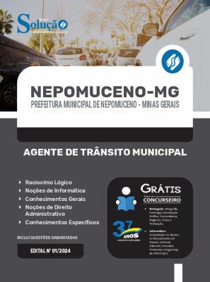 Apostila Prefeitura de Nepomuceno - MG em PDF 2024 - Agente de Trânsito Municipal - Imagem 1