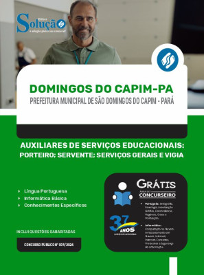 Apostila Prefeitura de São Domingos do Capim - PA 2024 - Auxiliares de Serviços Educacionais: Porteiro, Servente, Serviços Gerais e Vigia - Imagem 3